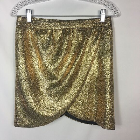 C. LUCE Gold Metallic Tulip Style Mini Skirt - Picture 2 of 6